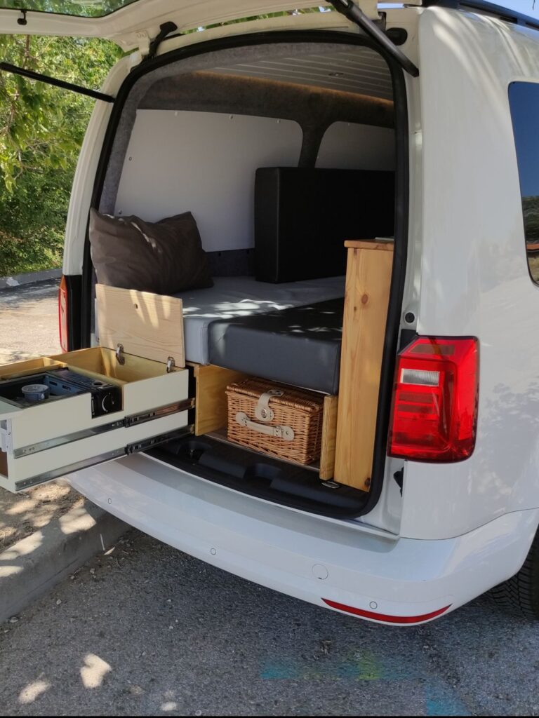 Camper interior from the back